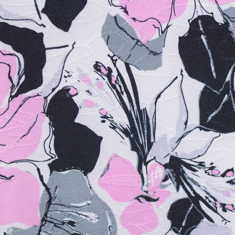 Pink Floral Jacquard, Polyester, 169 gsm
