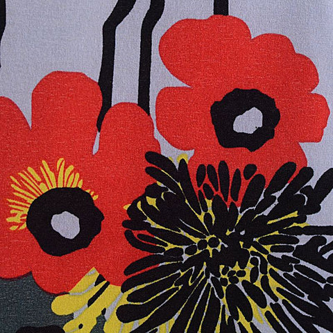 Red Floral Crepe, Polyester