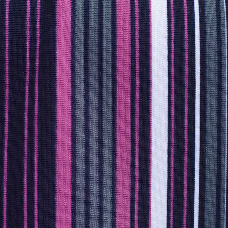 Dark Blue Vertical-Stripe Knit, Polyester