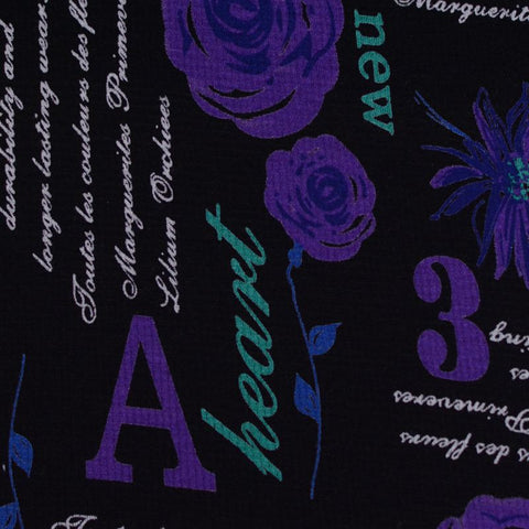 Purple Flowers Jersey Knit, Viscose