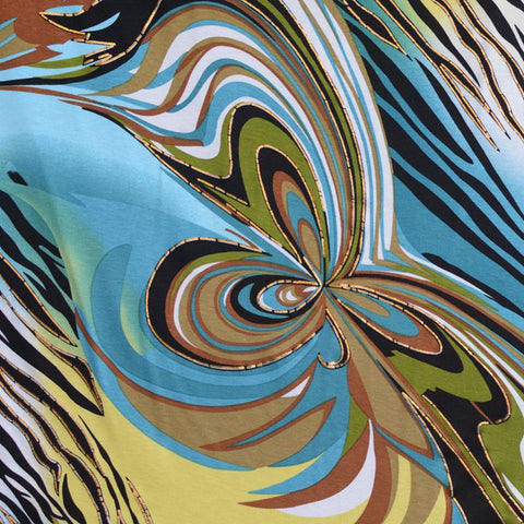 Blue Abstract Knit, Viscose, 170 gsm