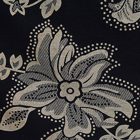 Black Floral Jersey Knit, Viscose