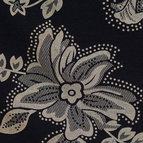 Black Floral Jersey Knit, Viscose