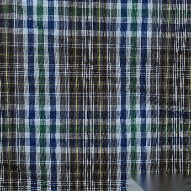 Blue Bold-Plaid Poplin, Cotton