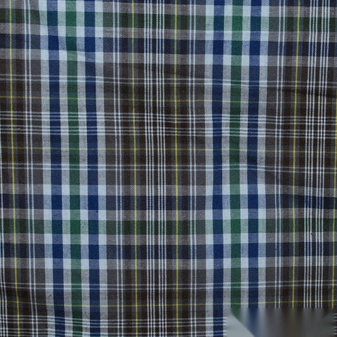 Blue Bold-Plaid Poplin, Cotton