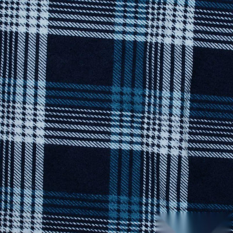 Dark Blue Bold-Plaid Knit, Cotton