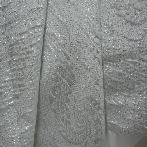 Silver Tone-on-Tone Leaf Jacquard, Poly-Viscose