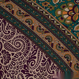 Teal Ornate-Floral Woven, Viscose — texture