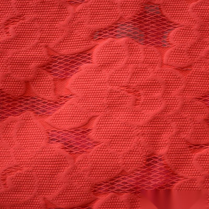 Red Floral Jacquard, Polyester