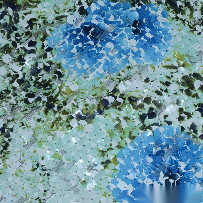 Blue Sequins Mesh, Polyester