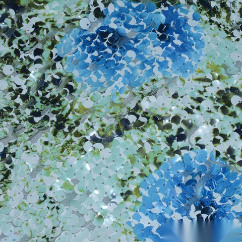 Blue Sequins Mesh, Polyester