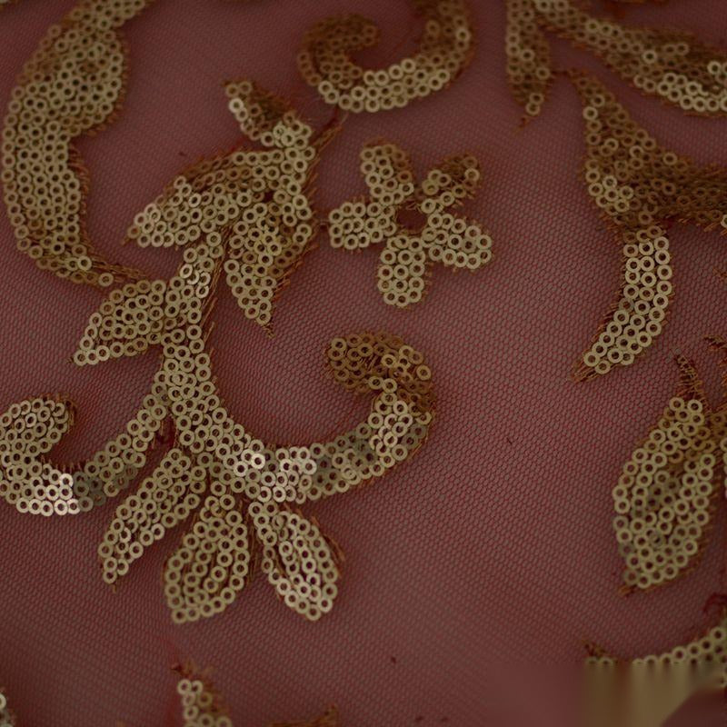 Gold Sequin Mesh, Polyester, 156 gsm