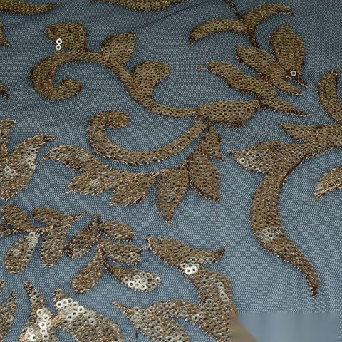 Gold Sequin Mesh, Polyester, 134 gsm
