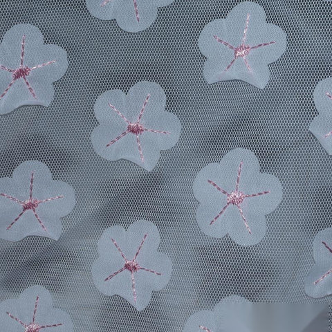 Light Blue Floral Chiffon, Polyester