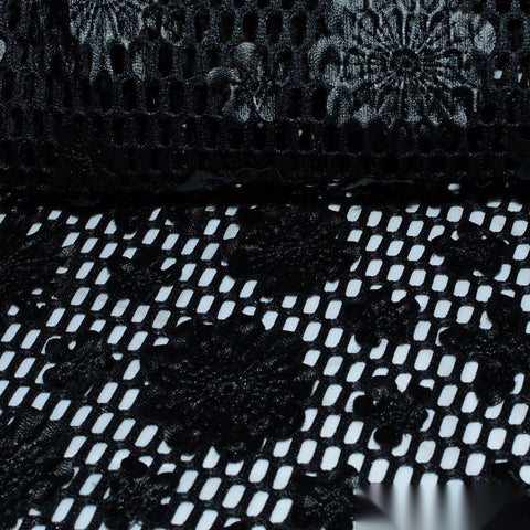 Black Floral Knit, Polyester, 320 gsm