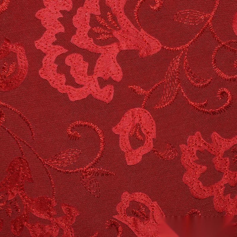 Red Tone-on-Tone Floral Satin, Polyester