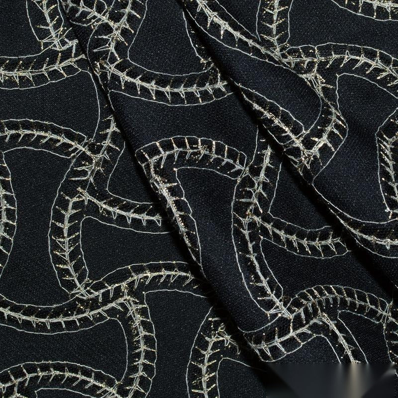 Jacquard 100% Polyester Satin Fabric, 145 gsm, 140 cm — Black