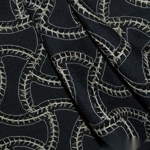 Jacquard 100% Polyester Satin Fabric, 145 gsm, 140 cm — Black