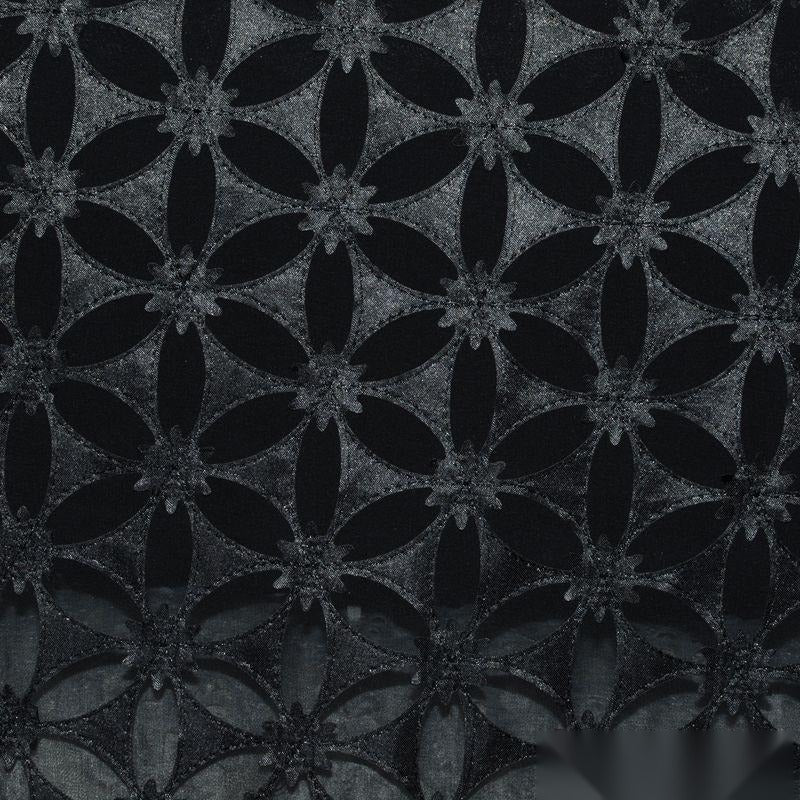 Black Tone-on-Tone Floral Chiffon, Polyester