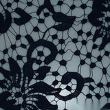 Dark Blue Floral Woven, Polyester