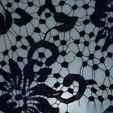Dark Blue Floral Woven, Polyester — texture