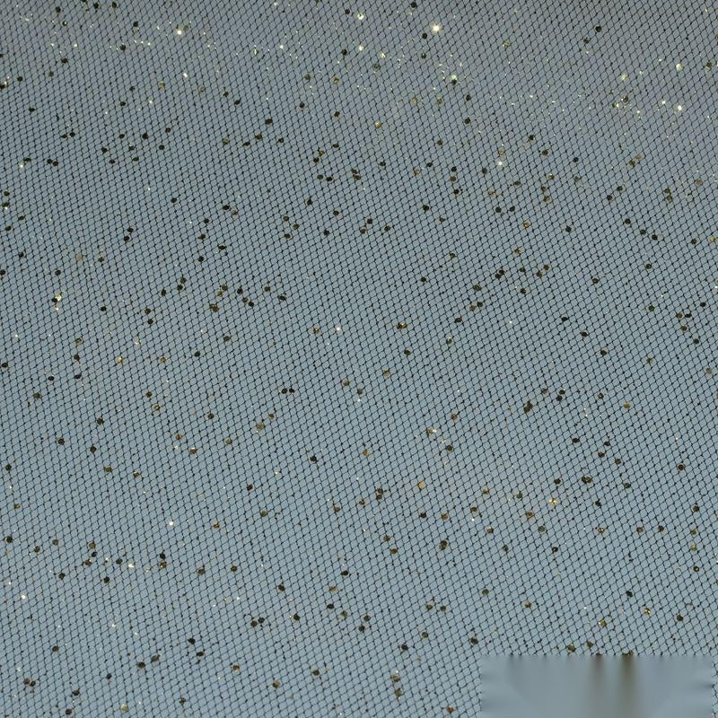 Gold Glitter-Dot Mesh, Polyester