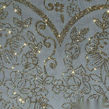 Gold Glitter-Floral Mesh, Polyester — texture