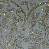 Gold Glitter-Floral Mesh, Polyester