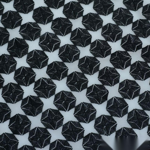 Black Geometric-Star Organza, Polyester