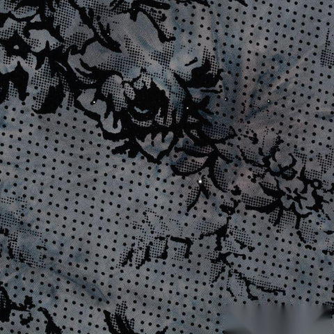 Black Floral Knit, Polyester, 210 gsm, 160 cm, ref EF-9934
