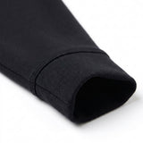 Brushed Polyester Stretch Scuba Knit Fabric, 280 gsm, 160 cm — Black — mockup: dress bodycon