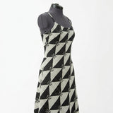 Jacquard Polyester Viscose Stretch Rib Knit Fabric, 350 gsm, 165 cm — Black — mockup: dress bodycon