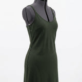 Washed Modal Polyester Ponte Knit Fabric, 235 gsm, 160 cm — Green — mockup: dress bodycon