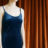Dark Blue Marl Velvet, Polyester — mockup: dress bodycon