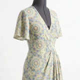 Blue Wavy-Line Crepe, Viscose — mockup: dress bodycon