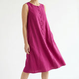 Polyester Viscose Stretch Linen-Look Fabric, 228 gsm — Pink, ref EF-213418 — mockup: dress bodycon