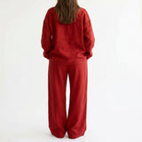 100% Polyester Linen-Look Fabric, 115 gsm, 148 cm — Red — mockup: dress bodycon