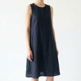 Linen Viscose Woven Fabric, 206 gsm — Navy — mockup: dress bodycon