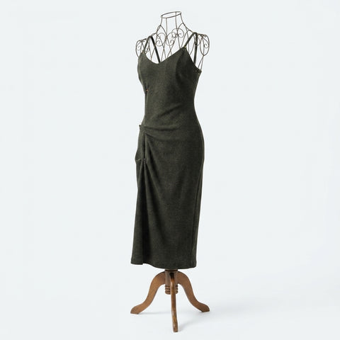 Dark Grey Marl Rib Knit, Poly-Viscose, 306 gsm