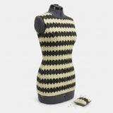 Cream Zigzag Rib Knit, Polyester — mockup: dress bodycon