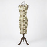 Green Abstract-Floral French Terry, Cotton-Poly — mockup: dress bodycon