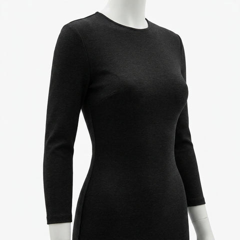 Dark Charcoal Heather Ponte Knit, Viscose-Poly