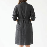 Polyester Stretch Linen-Look Fabric, 180 gsm, 160 cm — Black — mockup: dress bodycon