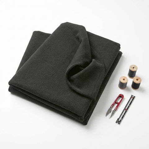 Charcoal Rib Knit, Poly-Cotton