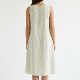 Viscose Linen Woven Fabric, 155 gsm — Khaki — mockup: dress bodycon