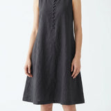 Polyester Stretch Linen-Look Fabric, 250 gsm, 150 cm — Grey, ref EF-273943 — mockup: dress bodycon
