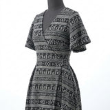 Black Geometric-Star Chunky Knit, Poly-Cotton — mockup: dress bodycon