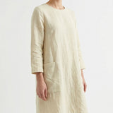 Slub Linen Viscose Woven Fabric, 300 gsm — Beige — mockup: dress bodycon