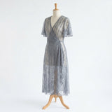 Grey Vertical-Stripe Lace, Nylon-Viscose — mockup: dress bodycon