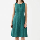 Polyester Stretch Linen-Look Fabric, 230 gsm, 160 cm — Green — mockup: dress bodycon